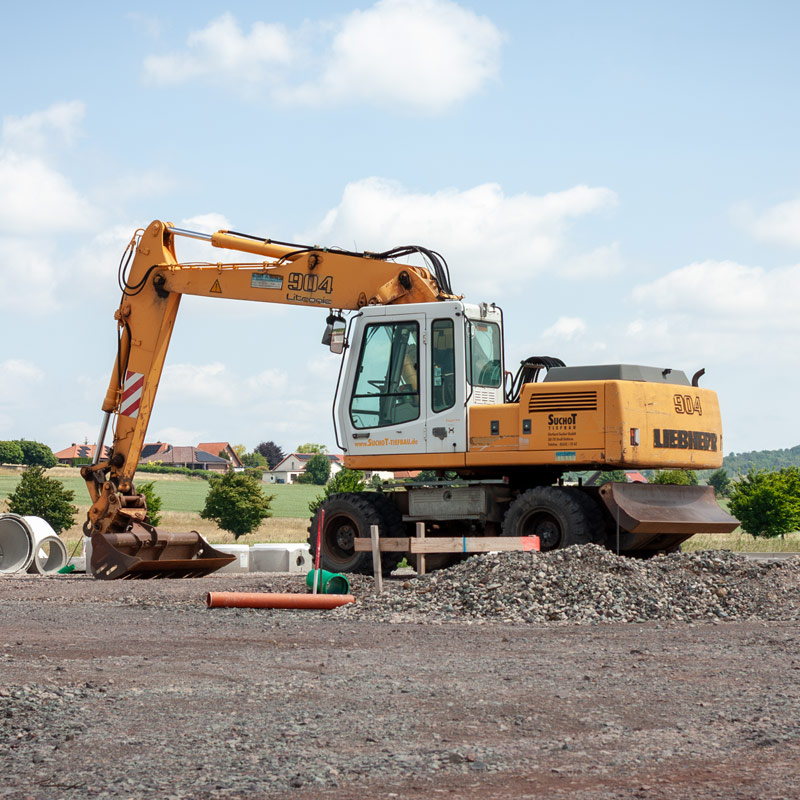 Bagger auf Baustelle